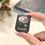 Personalisiertes Retro Geburtsblume Geburtsstein Lesezeichen aus PU-Leder mit Namen und Magnet Geburtstag Geschenk für Bücherliebhaber Bücherwürmer