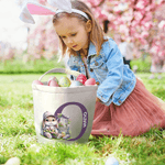 Personalisierte Cartoon Bunny Flower Basket Canvas Osterkorb mit Namen und Initialen Eierjagd Zubehör Ostern Geschenk für Jungen Mädchen