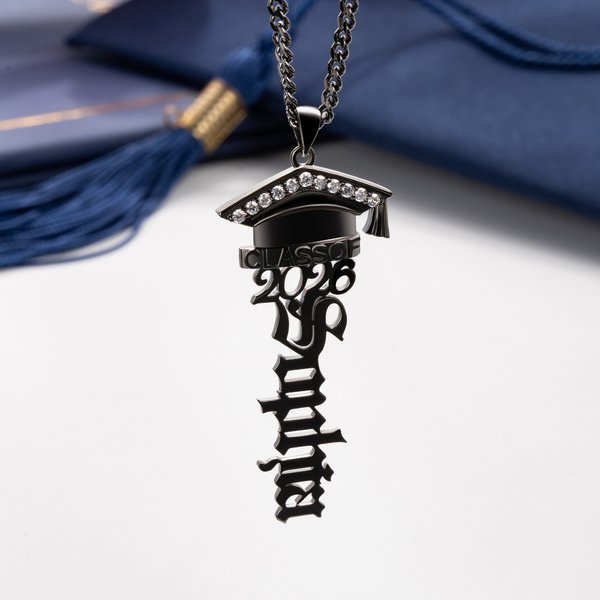 Personalized Class of 2026 Graduation Cap Zircon Necklace with Name Minimalist Jewelry Graduation Gift for Graduates