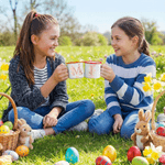 Personalisierte Aquarell Ostern Hase floralen ersten 12 oz farbigen Rand Emaille-Becher mit Namen Ostern Geburtstag Geschenk für Kinder Mädchen