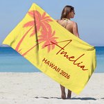 Personlig mångfärgad palmträd superabsorberande överdimensionerad strandhandduk med namn och text Sommarsemester Bröllop Bachelorette Party Present för kvinnor