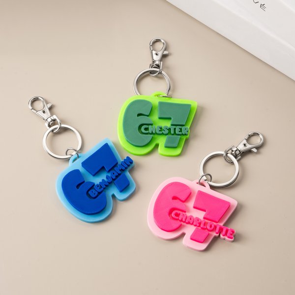 Personalised 3D-Printed Six Seven Multicolor Keychain with Name Backpack Accessories Birthday Back to School Gift for Kids