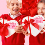 Personalized Cute Bow Heart Pink Sticker with Name Set of 2 Gift Decor Valentine's Day Gift for Kids Women Men