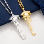 Personalized Class of 2026 Graduation Cap Zircon Necklace with Name Minimalist Jewelry Graduation Gift for Graduates