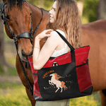 Personalized Multicolour Floral Horse Large Capacity Oxford Tote Bag with Name and Mesh Pockets Horse Training Daily Use Gift for Horse Owners Riders