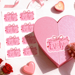Personalized Cute Bow Heart Pink Sticker with Name Set of 2 Gift Decor Valentine's Day Gift for Kids Women Men