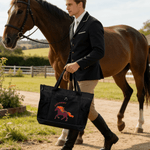 Personalized Multicolour Floral Horse Large Capacity Oxford Tote Bag with Name and Mesh Pockets Horse Training Daily Use Gift for Horse Owners Riders