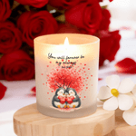 Personalisierte Cartoon Paar Pinguin Herz LED Kerze Jar mit Titel und Name Home Decor Valentinstag Jahrestag Geschenk für Paar