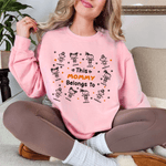 Personalised Cute Line Cartoon Character Soft T-shirt Sweatshirt with Name Birthday Gift for Family Grandma Mom