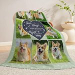 Personalised Bone Paw Print 8 Photos Soft Throw Blanket with Name Home Decor Daily Use Birthday Gift for Pet Owners