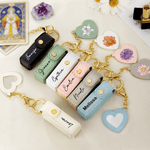 Personalised Crystal Birth Flower PU Leather Lipstick Bag Keychain with Name and Heart-Shaped Mirror Birthday Gift for Women Bridesmaids