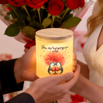Personalisierte Cartoon Paar Pinguin Herz LED Kerze Jar mit Titel und Name Home Decor Valentinstag Jahrestag Geschenk für Paar