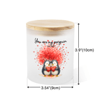 Personalisierte Cartoon Paar Pinguin Herz LED Kerze Jar mit Titel und Name Home Decor Valentinstag Jahrestag Geschenk für Paar