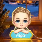 Personalised Cartoon Kid Character Acrylic LED Night Light with Name Home Decor Birthday Gift for Kids