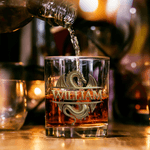 Personalized Gold Dragon 10 oz Rock Whiskey Glass with Name Father's Day Birthday Gift for Man Bartender Whiskey Enthusiast