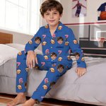 Personalised Six Seven Meme Design Face Photo Multicolour Pyjama Set with Name Birthday Gift for Children
