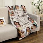 Manta suave personalizada con 10 fotos familiares y 1 a 8 nombres y texto regalo de cumpleaños Día de la Madre Día del Padre para familia