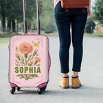 Personalised Multicolor Birth Flower Luggage Cover Fits 18-32 Inches Suitcase with Name Travel Accessories Birthday Gift for Women Girls