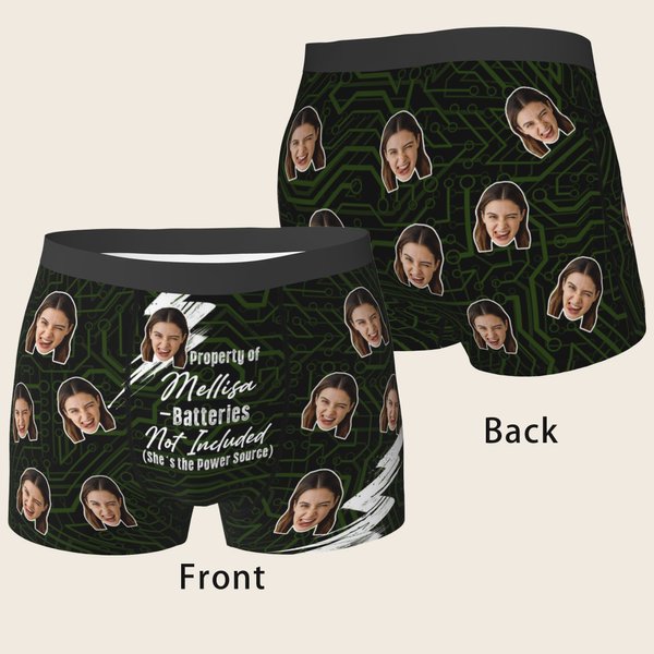 Personalized Property Of Funny Face Photo Boxer Brief with Name Men's Underwear Valentine's Day Anniversary Gift for Boyfriend Husband