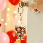 Llavero acrílico personalizado con nombre de un personaje de dibujos animados Regalo de aniversario de San Valentín para pareja Novio Novia