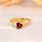 Personalized Birthstone Rose Heart Sterling Silver Ring with Engraved Text Dainty Jewelry Mother's Day Birthday Anniversary Gift for Women