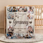 Personalised 10 Family Photos Soft Throw Blanket with 1-8 Names and Text Home Decor Mother's Day Father's Day Gift for Mum Grandma Dad