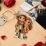 Llavero acrílico personalizado con nombre de un personaje de dibujos animados Regalo de aniversario de San Valentín para pareja Novio Novia