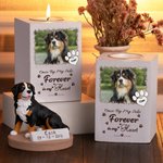 Personalized Paw Print Pet Photo Wooden Candle Holder with Name and Text Pet Loss Memorial Sympathy Gift for Pet Owner
