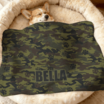 Personalisierte Camouflage Paw Print weiche Haustier Decke mit Namen Home Decor Geburtstag Adoption Jahrestag Geschenk für Tierbesitzer