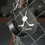 Personalizado Hockey Hielo Casco Stick Jugador Silueta Diseño Hockey Hielo Puck con Nombre Pista de Hielo Día de Juego Equipo Regalo para Hockey Hielo Jugador Amante