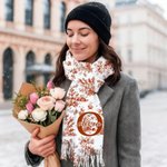 Spersonalizowany szalik Toile De Jouy Floral Initial Name Miękki, ciepły szalik z frędzlami Zimowy dodatek Rocznica Urodziny Prezent dla kobiet