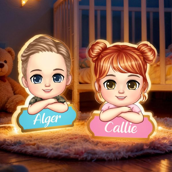 Personalised Cartoon Kid Character Acrylic LED Night Light with Name Home Decor Birthday Gift for Kids