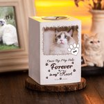 Personalized Paw Print Pet Photo Wooden Candle Holder with Name and Text Pet Loss Memorial Sympathy Gift for Pet Owner