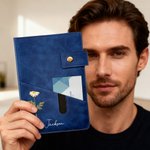 Cuaderno A5 personalizado de cuero PU con flor de nacimiento bolsillo de almacenamiento y nombre regalo de cumpleaños para amigos y familiares