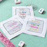 Tovagliolo da cocktail in lino personalizzato multicolore con design Mahjong e nome Set di 4 regali di compleanno per la famiglia e gli amici amanti del Mahjong