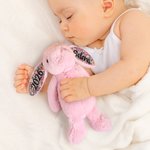 Personalized Floral Ear Stuffed Bunny Plush Toy with Embroidered Text Baby Shower Easter Birthday Gift for Boys Girls