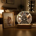 Personalized 2-4 Couple Photos Music Player LED Night Light with Names and Wooden Base Home Decor Valentine's Day Anniversary Birthday Gift for Couple