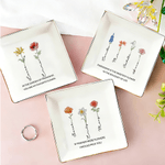 Personalizzato in cristallo fiore di nascita ceramica Trinket Jewelry Dishish con nome e testo uso quotidiano regalo di compleanno per amico coppia sposa