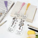 Personalisierte rosa Bogen Geburt Blumenstrauß klar Acryl Lesezeichen mit Namen Zitat und Quaste Geburtstag Bibliothek Bookish Geschenk für Bücherwürmer
