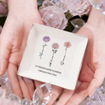 Personalized Crystal Birth Flower Ceramic Trinket Jewellery Dish with Name and Text Daily Use Birthday Gift for Friend Couple Bride