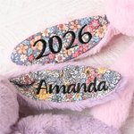 Personalized Floral Ear Stuffed Bunny Plush Toy with Embroidered Text Baby Shower Easter Birthday Gift for Boys Girls