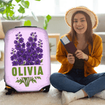 Personalised Multicolor Birth Flower Luggage Cover Fits 18-32 Inches Suitcase with Name Travel Accessories Birthday Gift for Women Girls