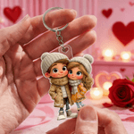 Llavero acrílico personalizado con nombre de un personaje de dibujos animados Regalo de aniversario de San Valentín para pareja Novio Novia