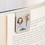 Personalisiertes Cartoon-Figur Geburtsblume magnetisches Lesezeichen aus PU-Leder mit Namen Geburtstag Geschenk für Bücherliebhaber Bücherwürmer