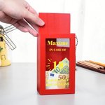 Personalised Funny Emergency Design Wooden Money Box Piggy Bank with Name Text Age and Hammer Home Decor Birthday Gift for Kids Friends Firefighters