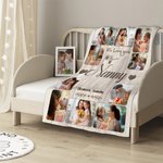 Personalised 10 Family Photos Soft Throw Blanket with 1-8 Names and Text Home Decor Mother's Day Father's Day Gift for Mum Grandma Dad