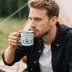 Personalizzato Home Is Where We Park It Campfire Mountain Forest Design 12 oz tazza smaltata con nome Anniversario Regalo di compleanno per coppia
