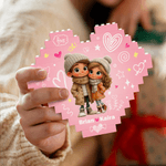Personalized Heart Hugging Cartoon Character ABS Stand Building Brick Puzzles with Name Room Decor Anniversary Valentine's Day Gift for Couple