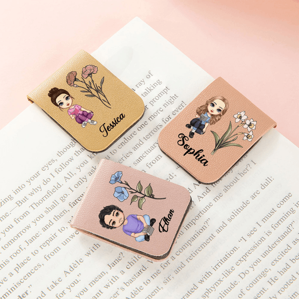 Marque-page magnétique en cuir PU avec nom Cadeau d'anniversaire pour les amoureux des livres