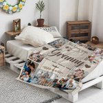Personalised 10 Family Photos Soft Throw Blanket with 1-8 Names and Text Home Decor Mother's Day Father's Day Gift for Mum Grandma Dad